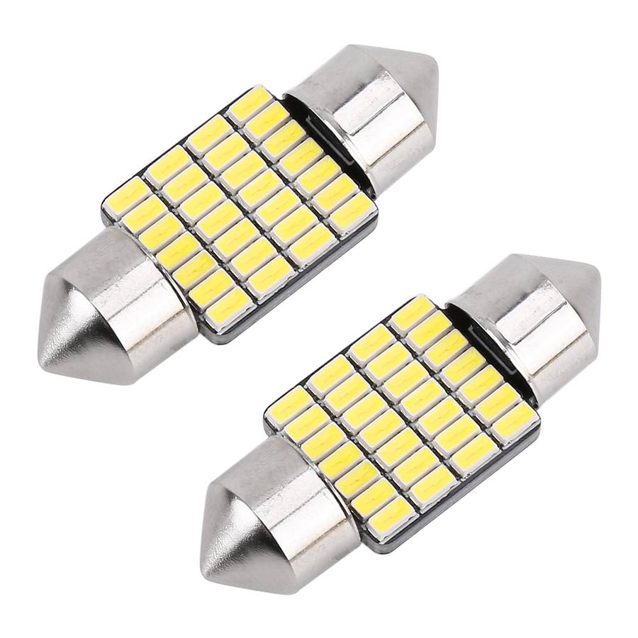 2 PCS 31mm DC12V / 1.2W / 6000K / 80LM 28LEDs SMD-3014 Car License Plate Light / Dome Light, with De