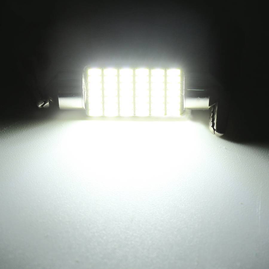 2 PCS 31mm DC12V / 1.2W / 6000K / 80LM 28LEDs SMD-3014 Car License Plate Light / Dome Light, with De