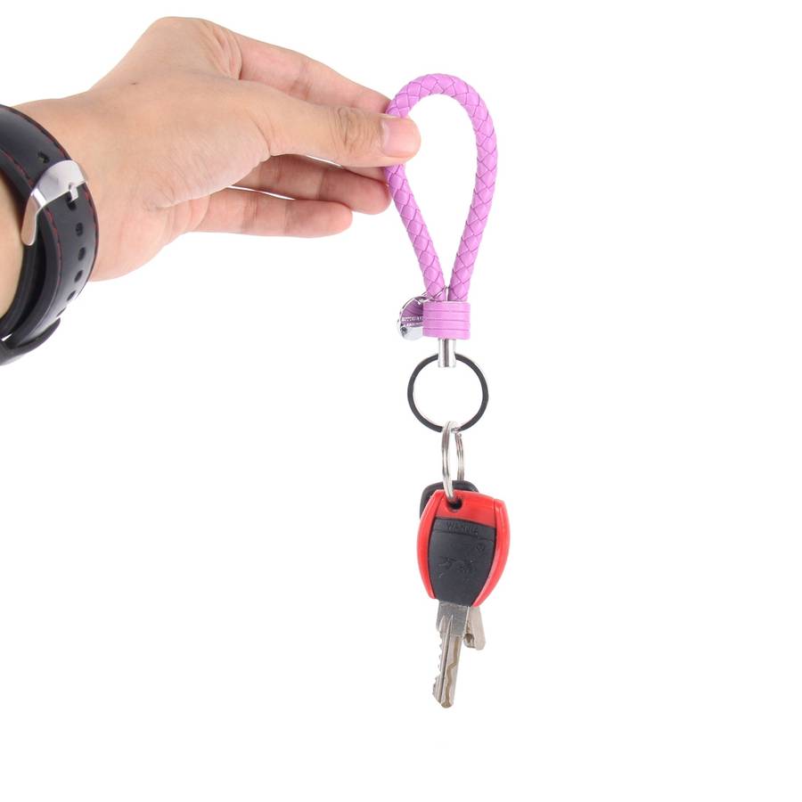 5pcs Car Key Ring Holder With Leather Strip(Magenta)