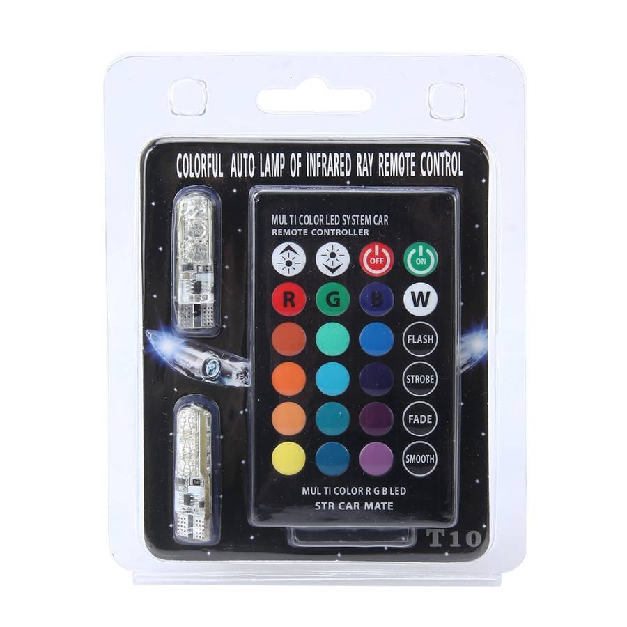 2 PCS T10 2W Auto Flash Strobe Fade Smooth Remote Controlled Colorful LED Clearance Decorative