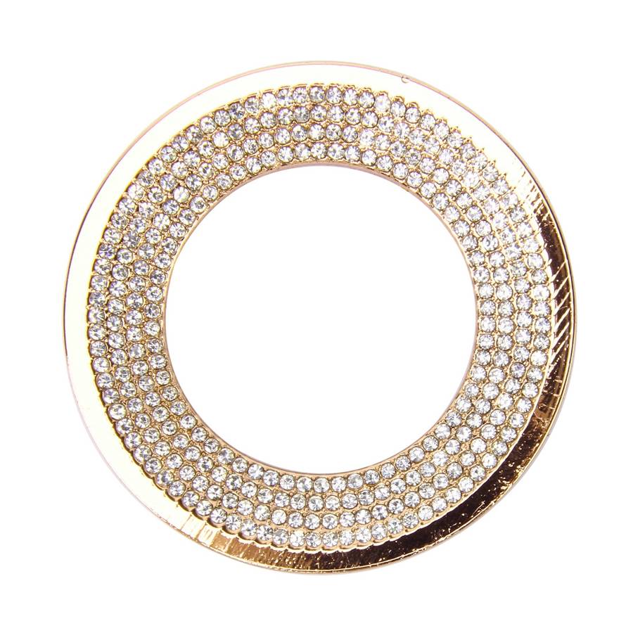 Car Aluminum Steering Wheel Decoration Ring with Diamonds For Volkswagen(Gold)