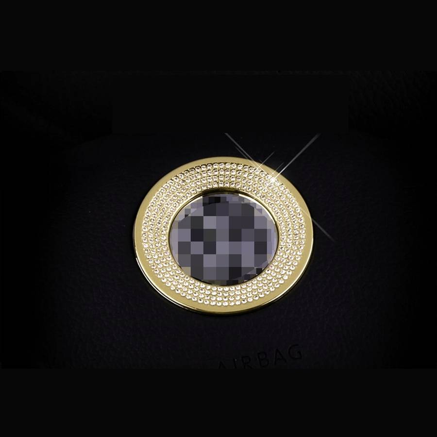 Car Aluminum Steering Wheel Decoration Ring with Diamonds For Volkswagen(Gold)