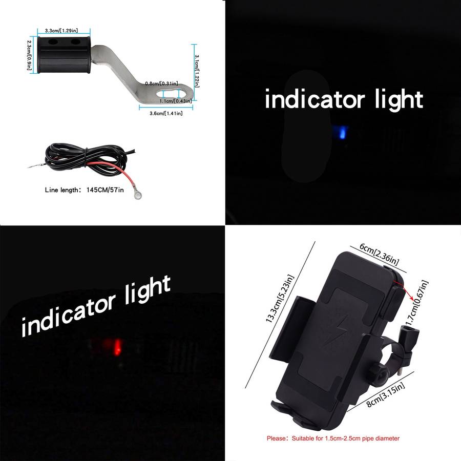 Motorcycle Phone Wireless Charger Holder Qi Fast Charging Bracket Holder