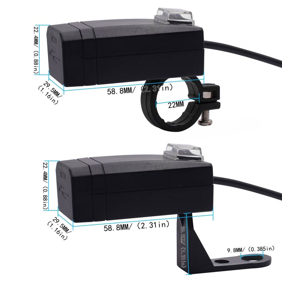 Motorcycle Waterproof QC3.0 Dual USB Fast Charger Adapter with Switch