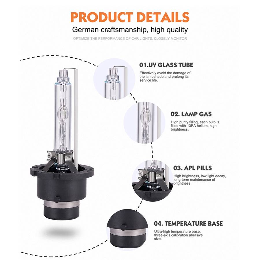 2 PCS D2R 35W 3800 LM 6000K HID Bulbs Xenon Lights Lamps, DC 12V(White Light)