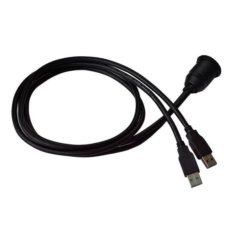 1m Flush Mount USB 3.0 Dock Car Ship Motorcycle Dashboard Panel Male to Female Data Waterproof Exten