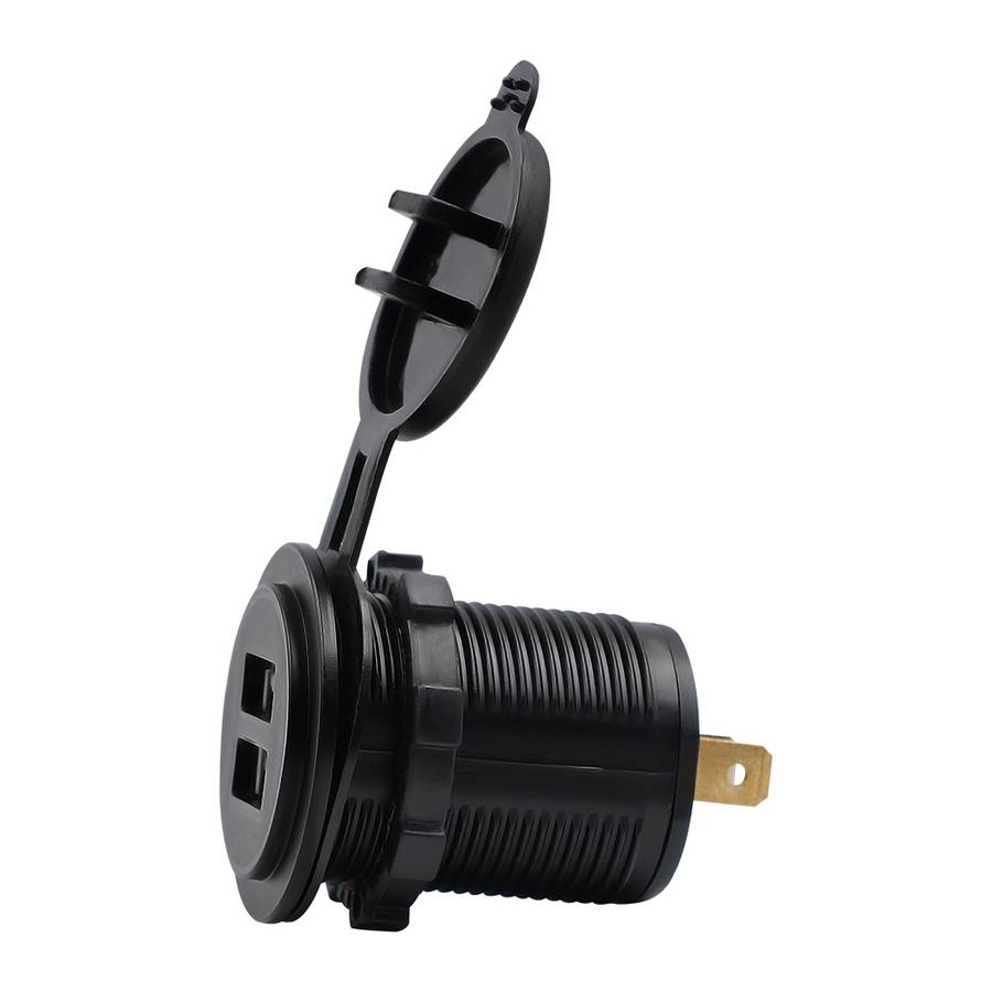 Universal Car Charger 2 Port Power Socket Power Dual USB Charger 5V 4.2A IP66 with ... (Red Light)