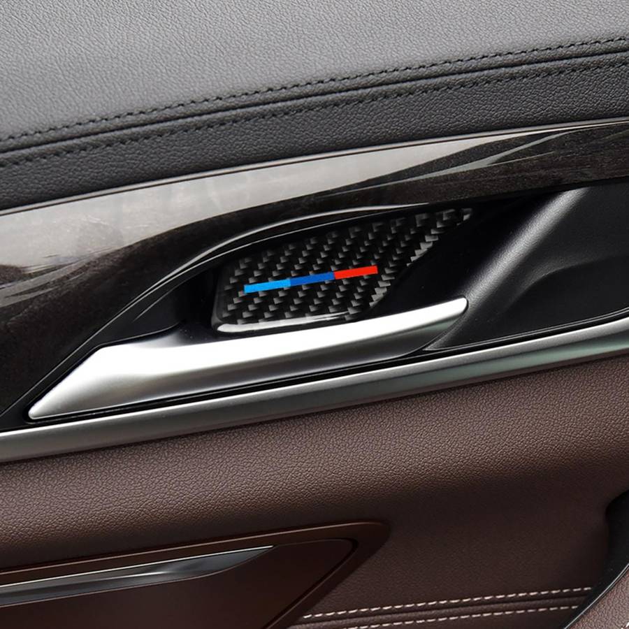 4 PCS Car Tricolor Carbon Fiber Door Inner Handle Wrist Panel Decorative Sticker for BMW 5 Series G3