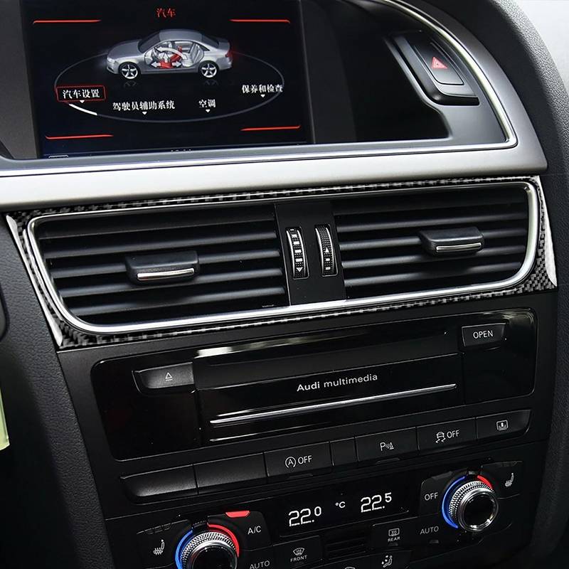Car Carbon Fiber Air Conditioning Air Outlet Frame Decorative Sticker for Audi A4 B8 2009-2016 / A5