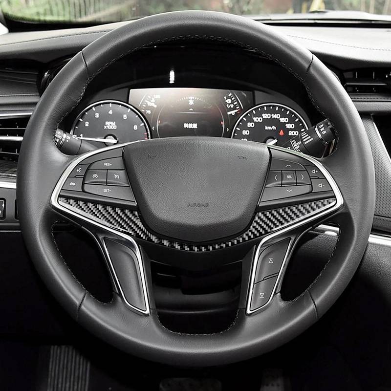 Car Carbon Fiber Steering Wheel Decorative Sticker for Cadillac XT5 2016-2017
