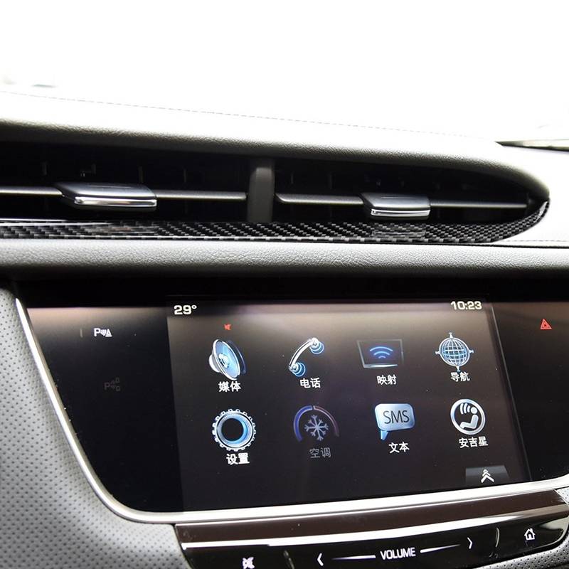 Car Carbon Fiber Middle Air Outlet Decorative Sticker for Cadillac XT5 2016-2017, Left Drive