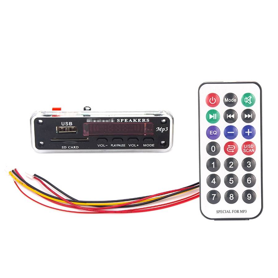 Car 5V Color Screen Audio MP3 Player Decoder Board FM Radio SD Card USB, with Bluetooth Function & R