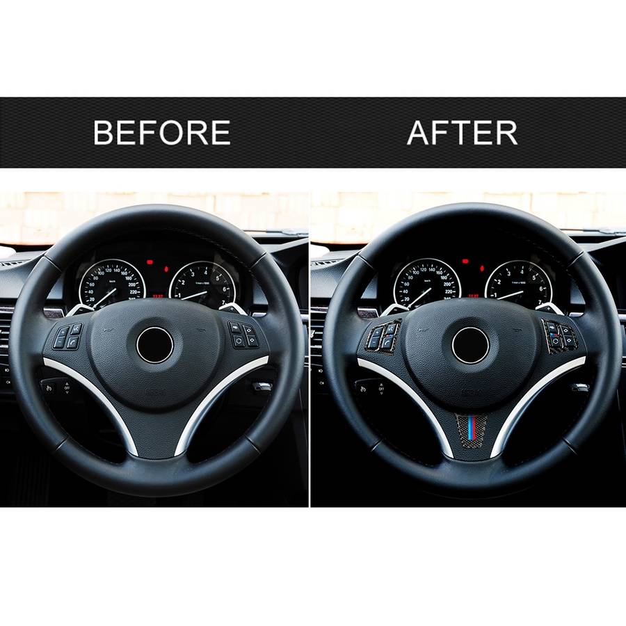 3 in 1 Car Carbon Fiber Tricolor Color Steering Wheel Button Decorative Sticker for BMW 3 Series E90