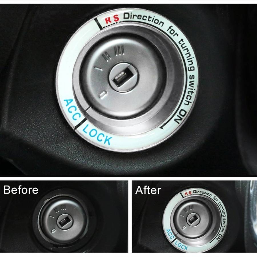 For Ford Fluorescent Aluminum Alloy Ignition Key Ring, Inside Diameter: 3.2cm (Black)