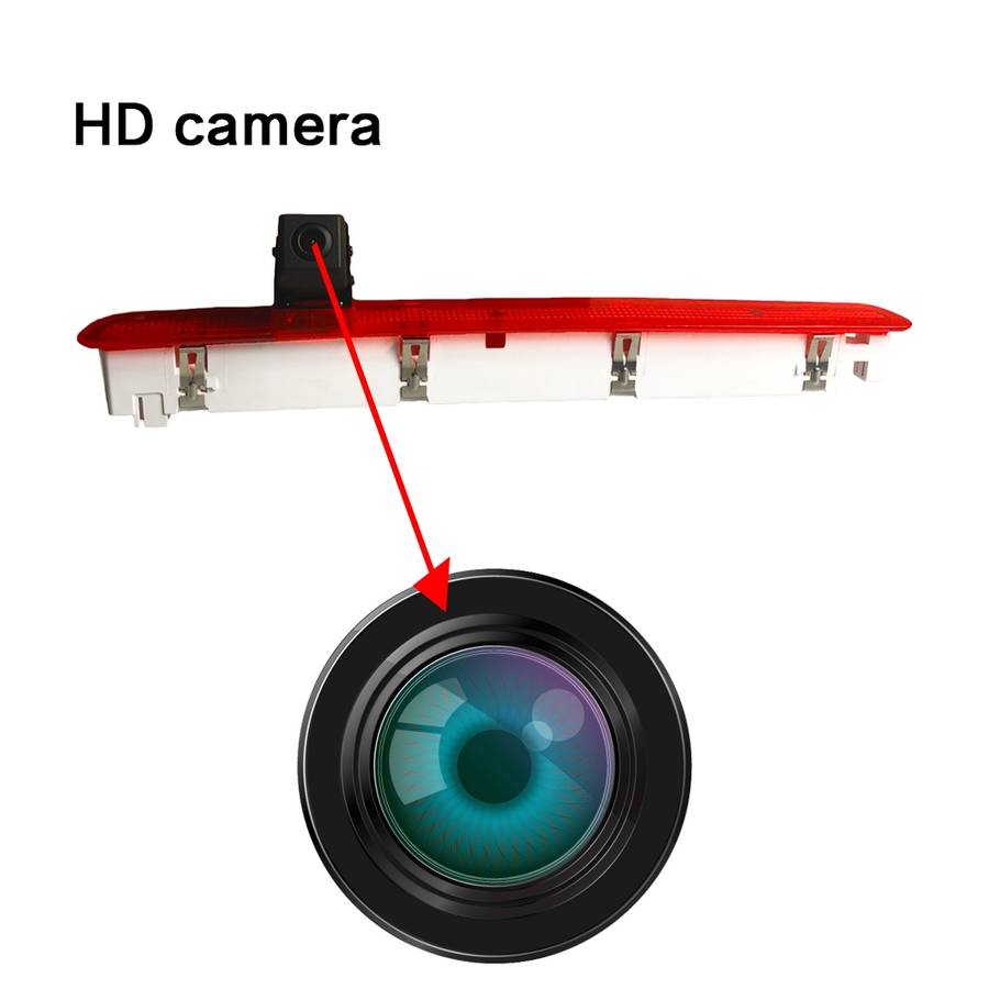 PZ473 Car Waterproof 170 Degree Brake Light View Camera + 7 inch Rearview Monitor for Volkswagen T6