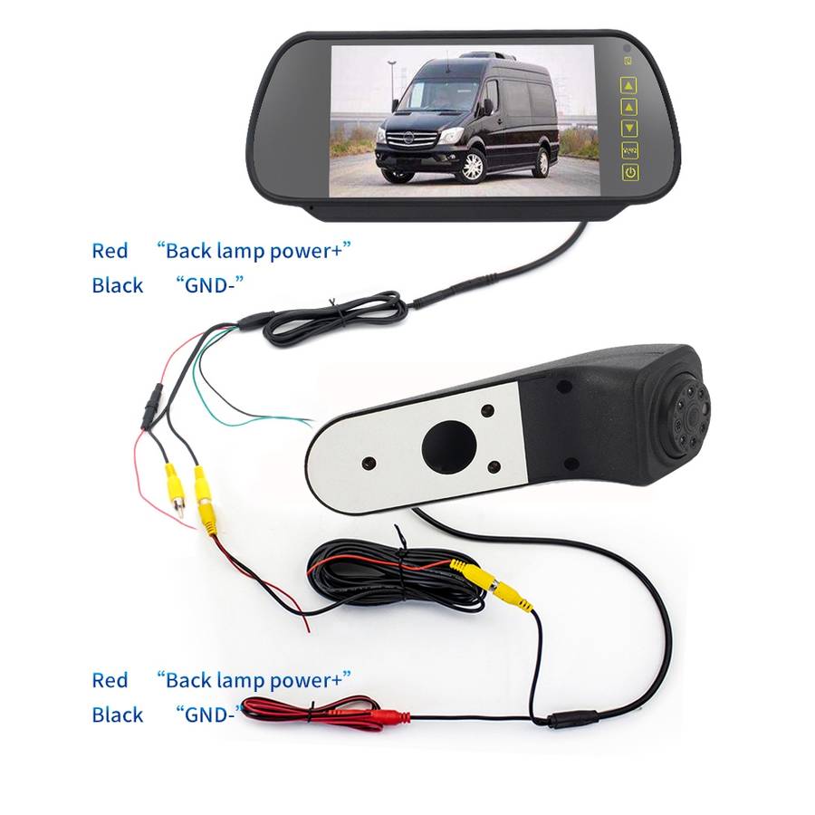 PZ475 Car Waterproof 170 Degree Brake Light View Camera + 7 inch Rearview Monitor for Volkswagen Cra