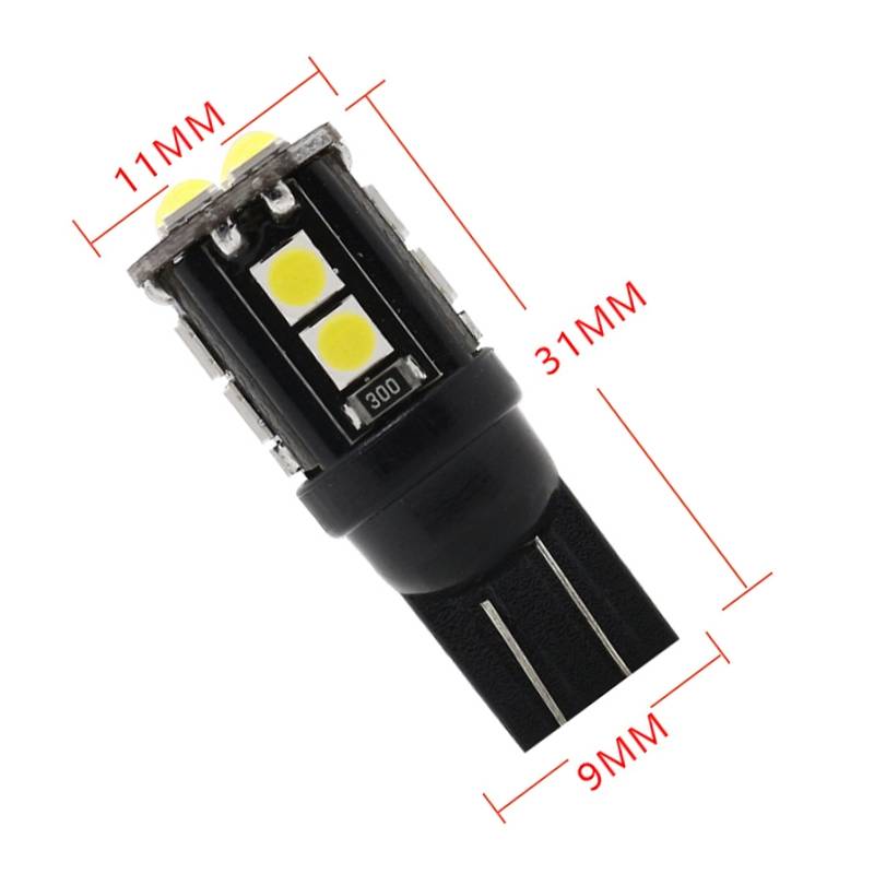 10 PCS T10/168/194 DC12V / 1W / 6000K / 60LM Car Decoding Clearance Lights with 12LEDs SMD-3030 Lamp