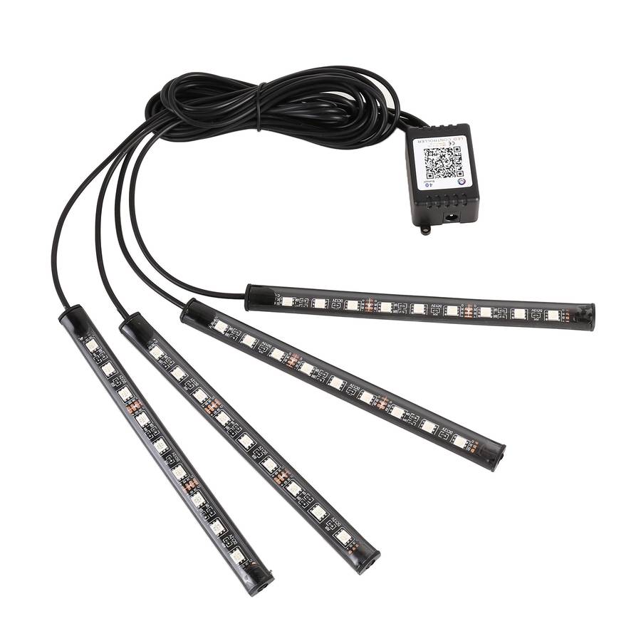4 in 1 Universal Car Cigarette Lighter 8-color APP Control LED Atmosphere Light Decorative Lamp, wit