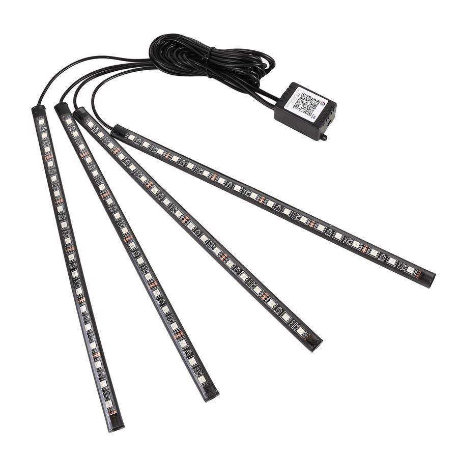 4 in 1 Universal Car Cigarette Lighter 8-color APP Control LED Atmosphere Light Decorative Lamp, wit