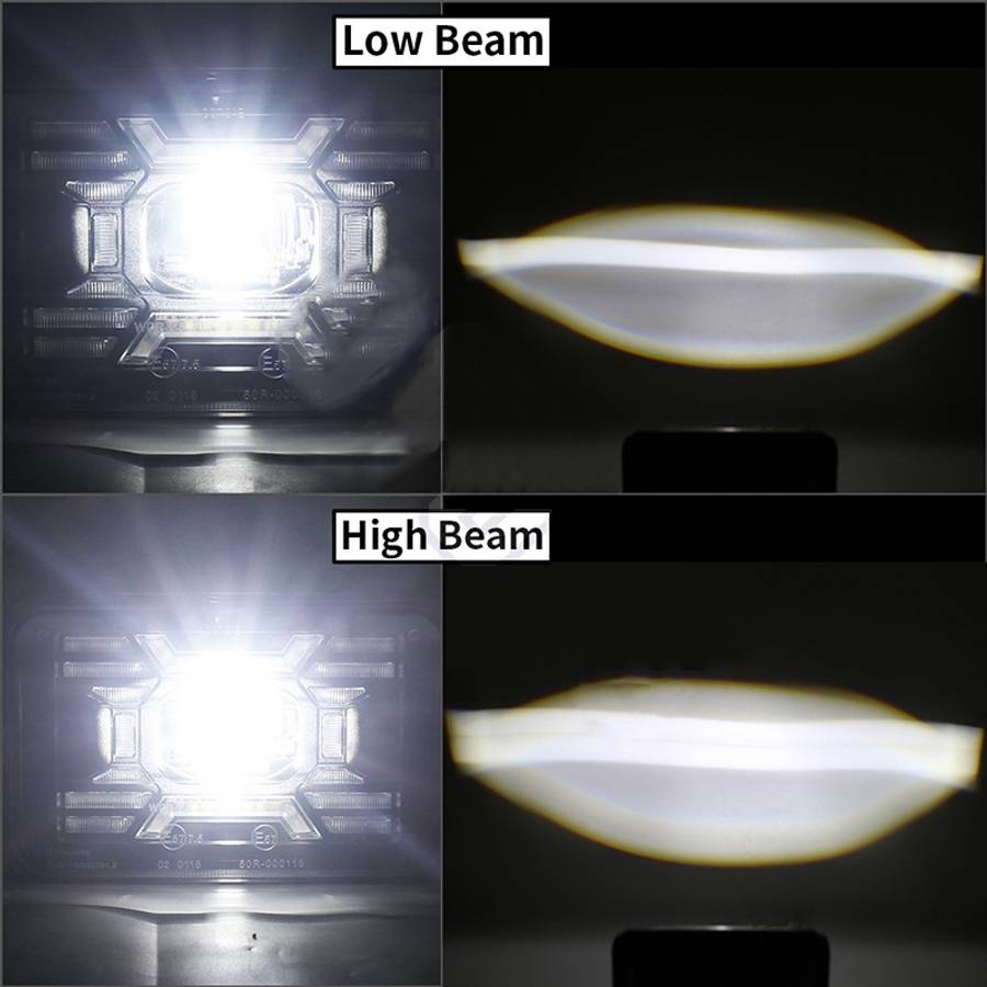 OL-2051S 1 Pair 4x6 inch Off-road Vehicle Modified Angel Devil Eyes Rectangular Headlight