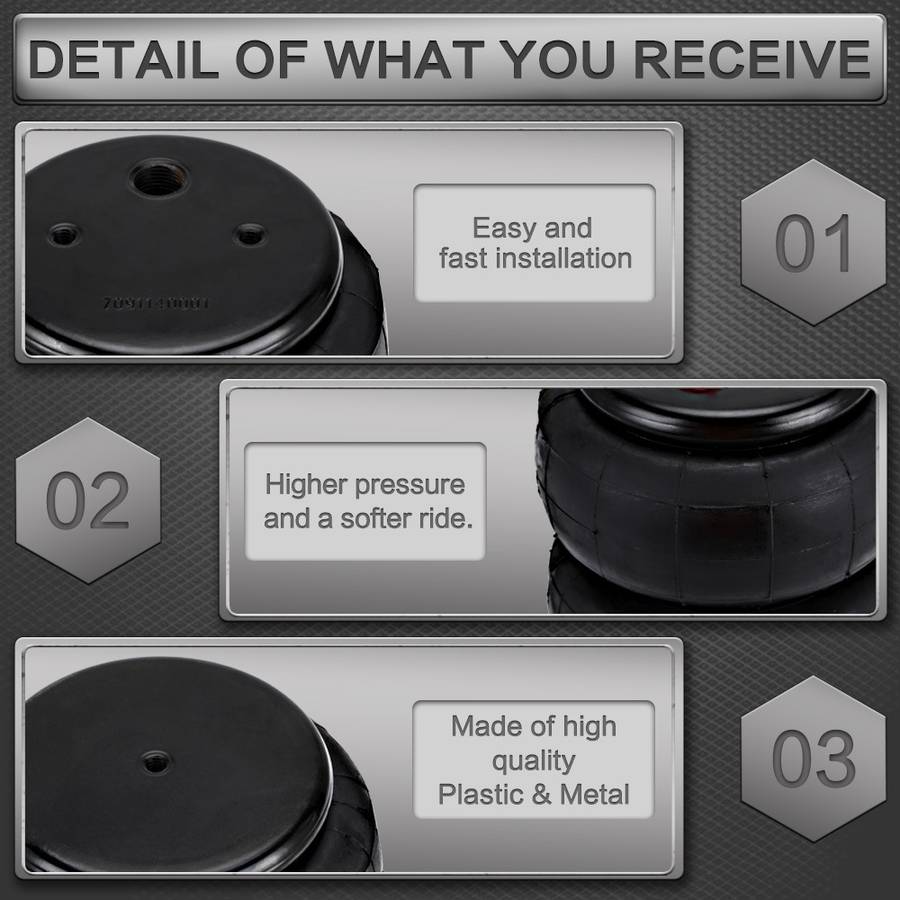 Car Airbag 1/2 inch NPT Single Port 2600LB Air Suspension Kit