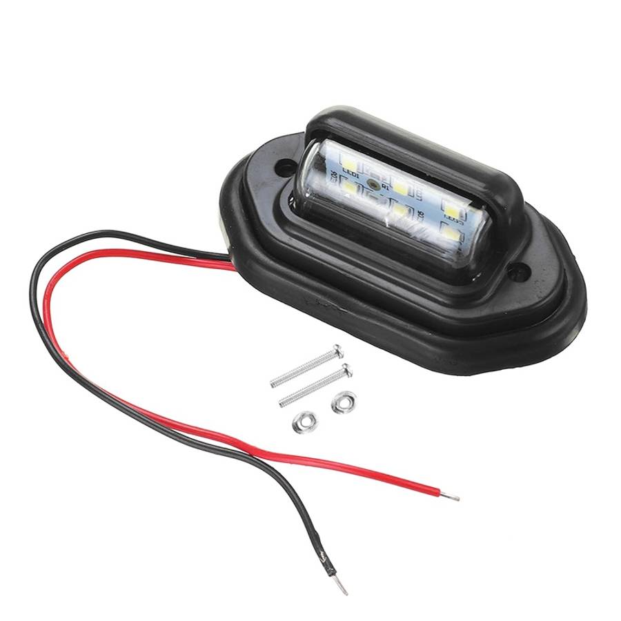 2 PCS MK-257 Car Van Bus Trailer LED Taillight Side Light 12-30V 6LEDs License Plate ... (Silver)