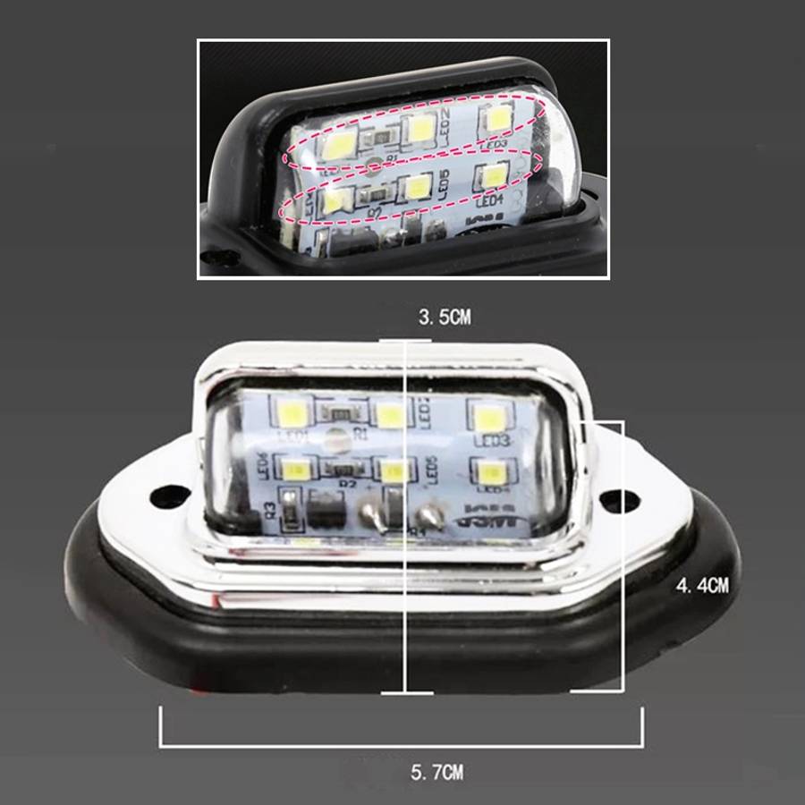 2 PCS MK-257 Car Van Bus Trailer LED Taillight Side Light 12-30V 6LEDs License Plate ... (Silver)