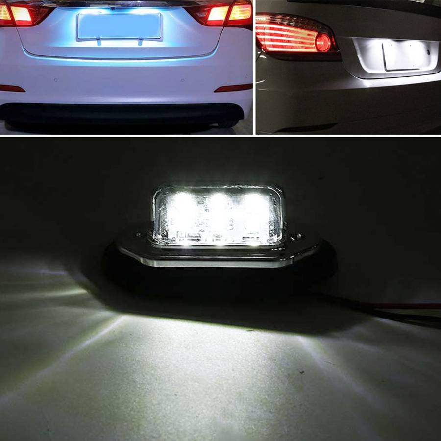 2 PCS MK-257 Car Van Bus Trailer LED Taillight Side Light 12-30V 6LEDs License Plate ... (Silver)