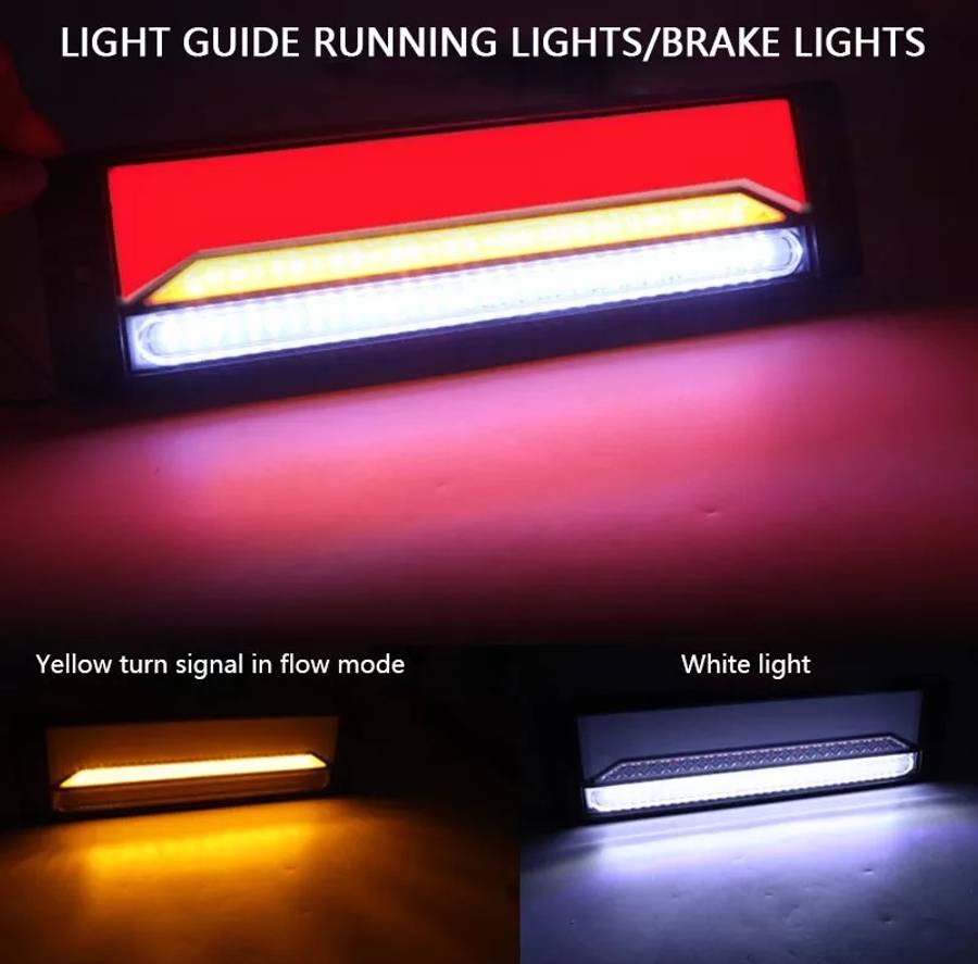 2 PCS Heavy-duty Truck Trailer 147LED Light Guide Three-color Brake Light (Transparent)