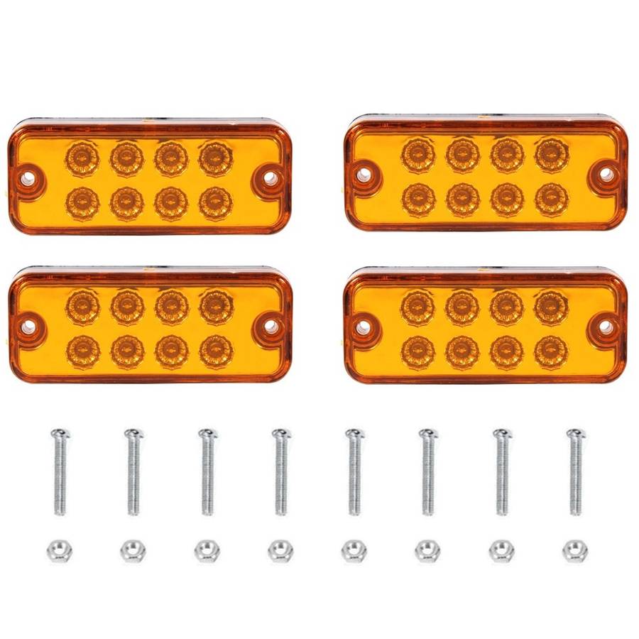 4 PCS 10-30V 8LED Car Tail Light Side Lamp (Yellow Light)
