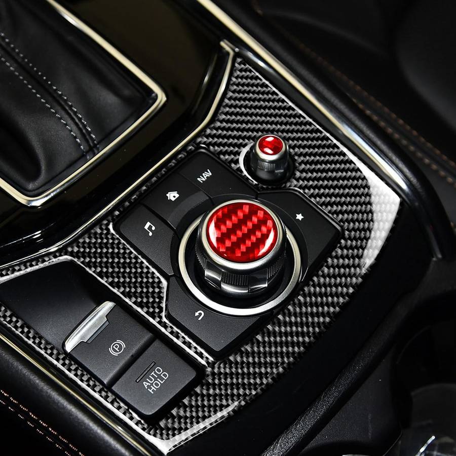 Car Carbon Fiber Multimedia Buttons Decorative Sticker for Mazda 3 / 6 / CX-9 / CX-5, Left and Right