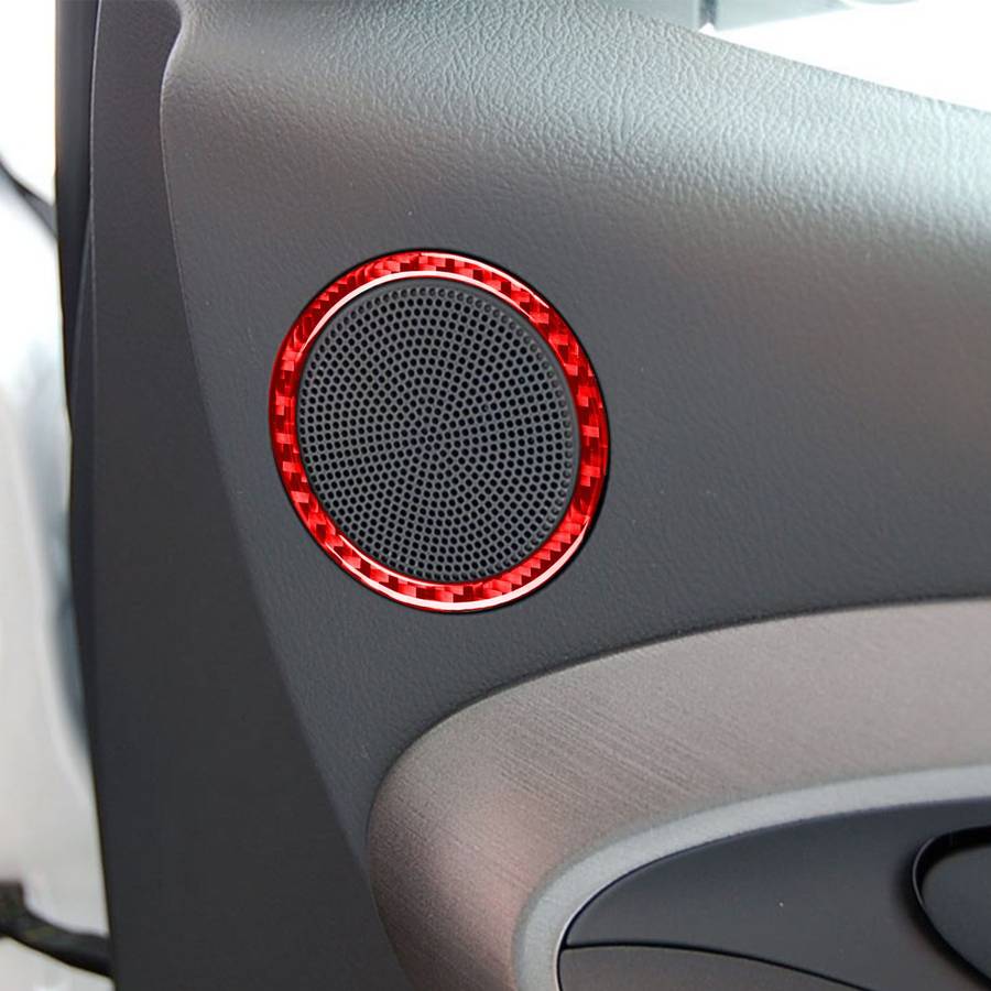 Car Carbon Fiber Door Horn Decorative Sticker for Toyota RAV4 2006-2013, Left and Right Drive (Red)