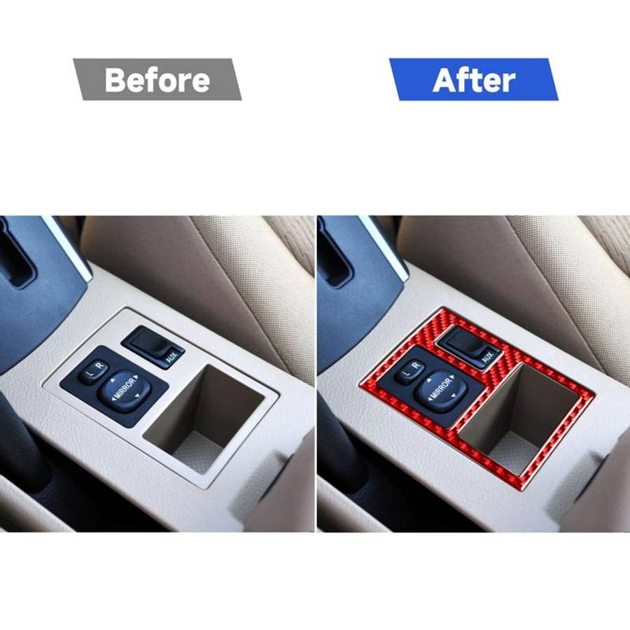 Car Carbon Fiber Rear Mirror Adjustment Switch Frame Decorative Sticker for Toyota RAV4 2006-2013...