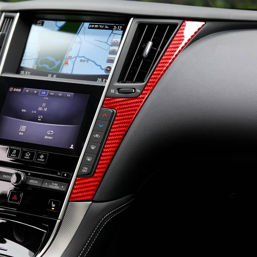 Car Carbon Fiber Central Control F Frame Decorative Sticker for Infiniti Q50 2014-2020, Left and Rig