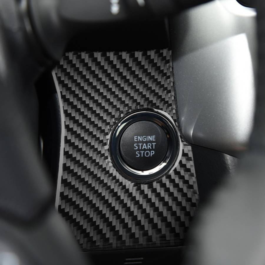 Car Carbon Fiber Ignition Switch Panel Decorative Sticker for Toyota Highlander 2014-2019, Left Driv