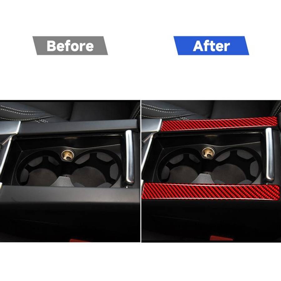 Car Handrail Cup Holder Decorative Sticker for Volvo V60 2010-2017, Left and Right Drive(Red)