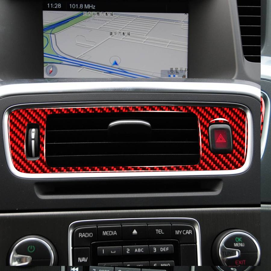 Car Central Control Lower Air Outlet Decorative Sticker for Volvo V60 2010-2017, Left Drive(Red)