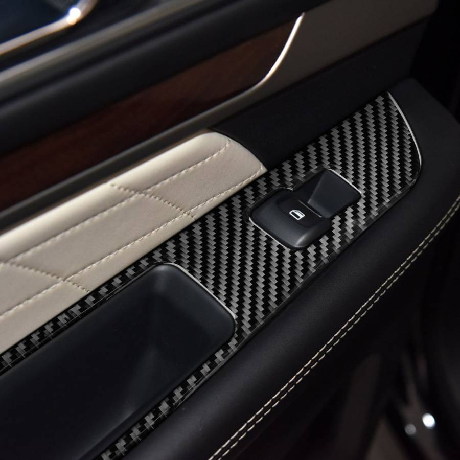 Car Carbon Fiber Window Lift Panel Decorative Sticker for Ford Explorer 2013-2019, Left Drive