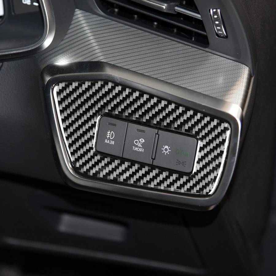 Car Carbon Fiber Headlight Switch Decorative Sticker for Audi A6L / A7 2019-, Right Drive