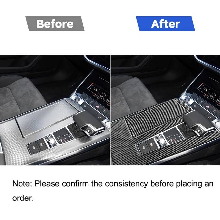 Car Carbon Fiber Gear Panel Decorative Sticker for Audi A6L / A7 2019-, Right Drive