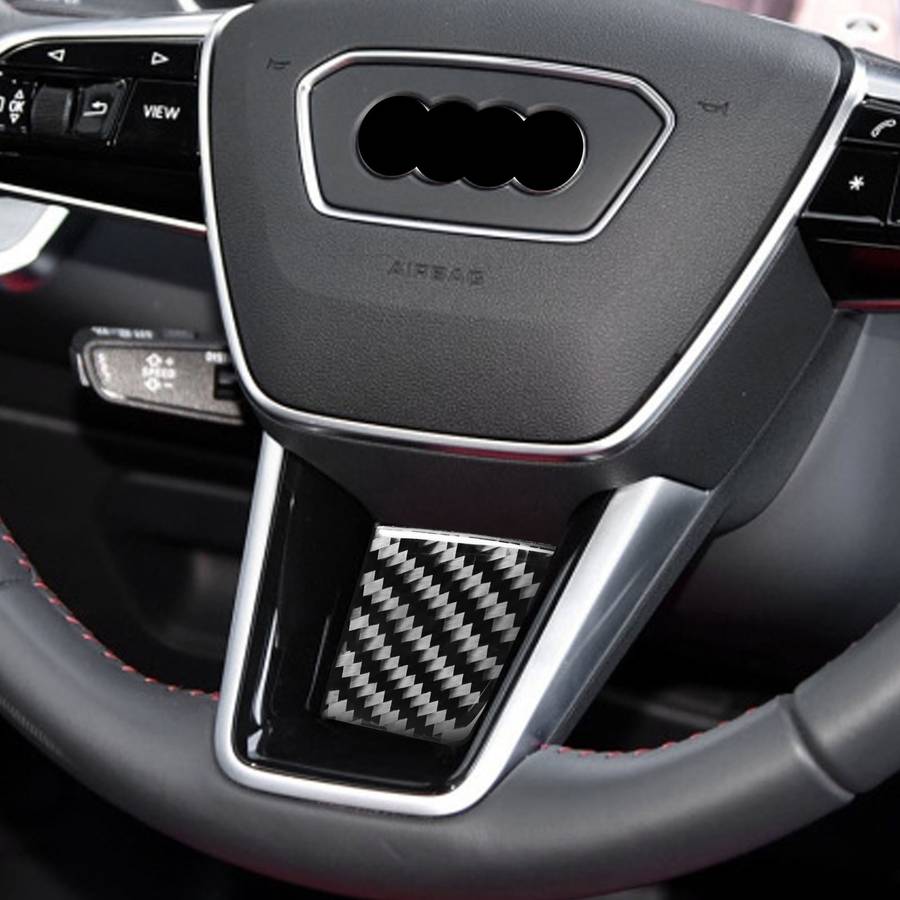 Car Carbon Fiber Steering Wheel Lower Decorative Sticker for Audi A6L / A7 2019-, Left and Right Dri