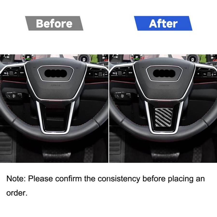 Car Carbon Fiber Steering Wheel Lower Decorative Sticker for Audi A6L / A7 2019-, Left and Right Dri