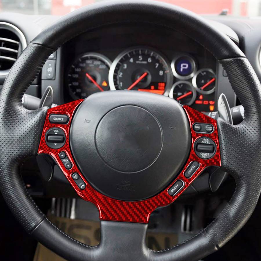 Carbon Fiber Car Steering Wheel Buttons Decorative Sticker for Nissan GTR R35 2008-2016, Left a