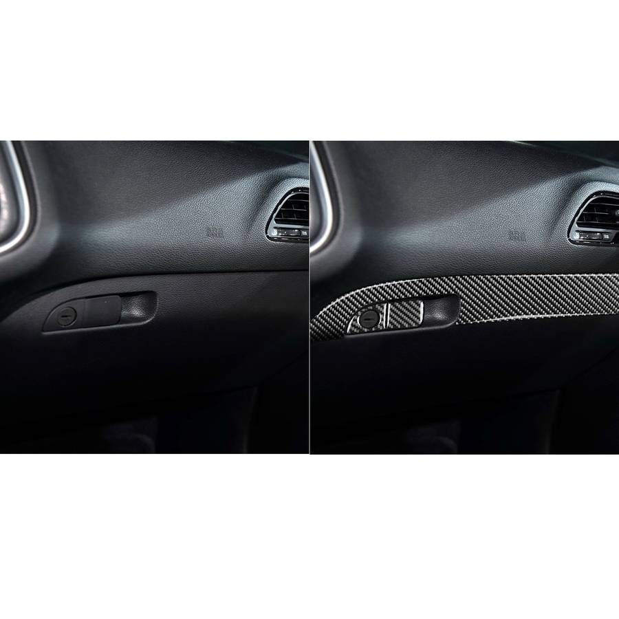 Carbon Fiber Car Co-pilot Storage Box Set Decorative Sticker for Dodge Challenger 2015 to Now, Left