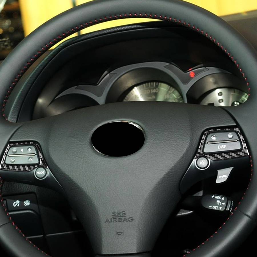 2 PCS / Set Carbon Fiber Car Steering Wheel Button A Version Decorative Sticker for Lexus GS 2006-20