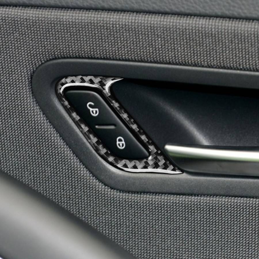 2 PCS / Set Carbon Fiber Car Door Lock Frame Decorative Sticker for Volkswagen Scirocco 2009-2016,Ri