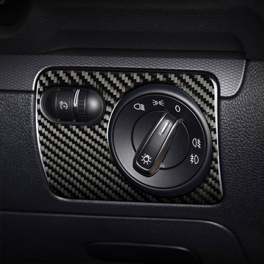 Carbon Fiber Car Headlight Switch Panel Decorative Sticker for Volkswagen Golf 6 2008-2012, Right Dr
