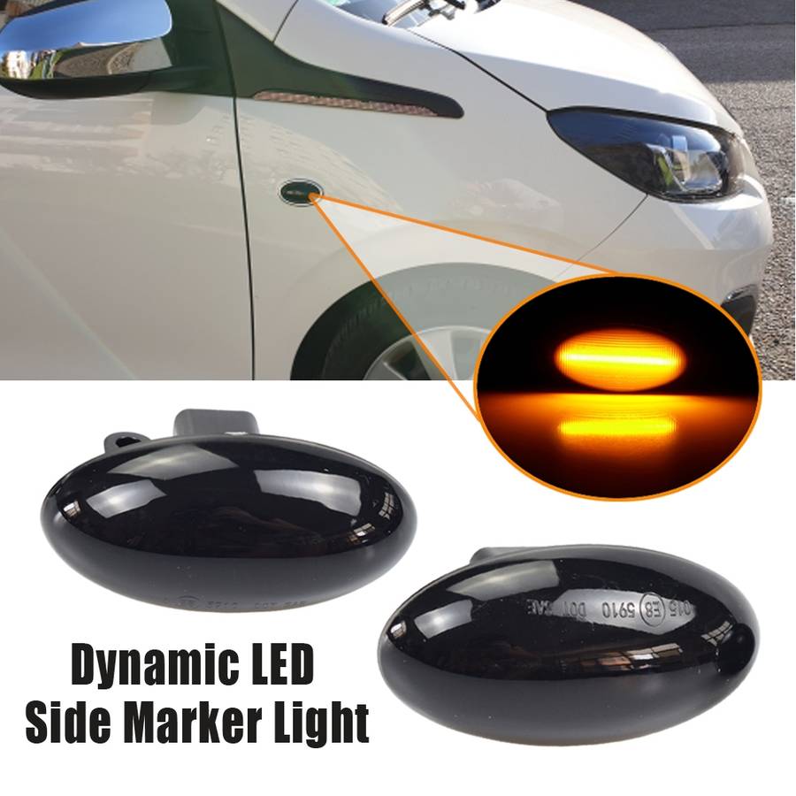 2pcs For Peugeot 1007 Car Dynamic LED Fender Side Light 817300H010 (Transparent)