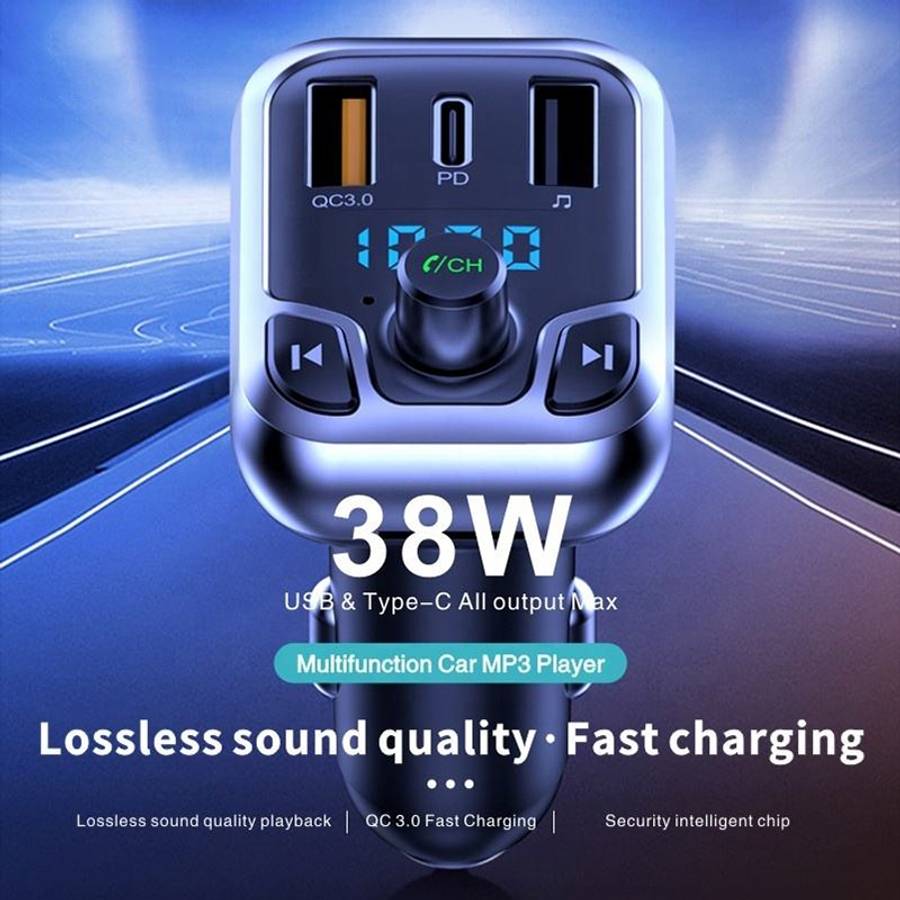 Car QC3.0 Fast Charge Bluetooth 5.0 MP3 Player FM Transmitter