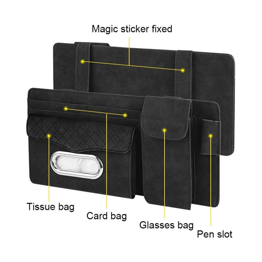 Car Sheepskin Leather Sun Visor Storage Clip (Red)